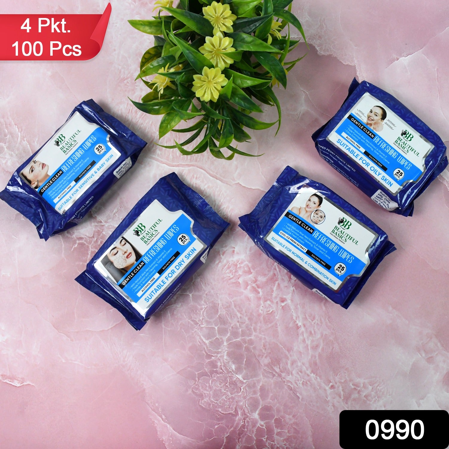 Beautiful Basics Dry Oily Sensitive  Normal Skin Face Wipes (4 Pkts X 100 Pcs Wipes) Beautiful Basics Dry Oily Sensitive  Normal Skin Face Wipes (4 Pkts X 100 Pcs Wipes)